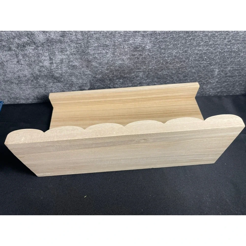 Natural Wood Scalloped Wall Shelf Floating Ledge Picture Rail 15.5 Inch Display